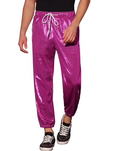 Lars Amadeus Metallic Pants for Men's Shimmering Disco Sparkle 80s Disco Sweatpants