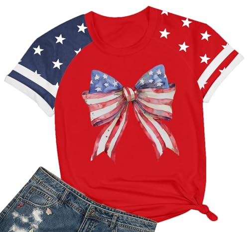 Image of Ithalt Boys Girls USA Shirts Kids 4th of July Shirts American Flag Tshirt Patriotic Top Independence Day Outfit 5-13y
