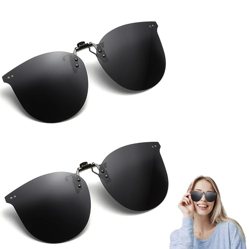 CZlinOduMMX 2 Stück Polarisierte Sonnenbrillen Clip Multifunktional Polarisierte Clip-On Sonnenbrille UV400 Sonnenbrille Polarisiert Clip Sonnenbrillen Aufsatz für Frauen und Männer für Driving