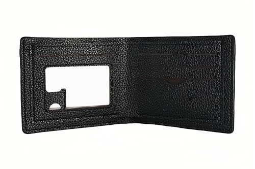 Men's ultra-thin wallet, men's lightweight wallet, compact folding, black, 4.52 x 3.74 x 0.4 inches3