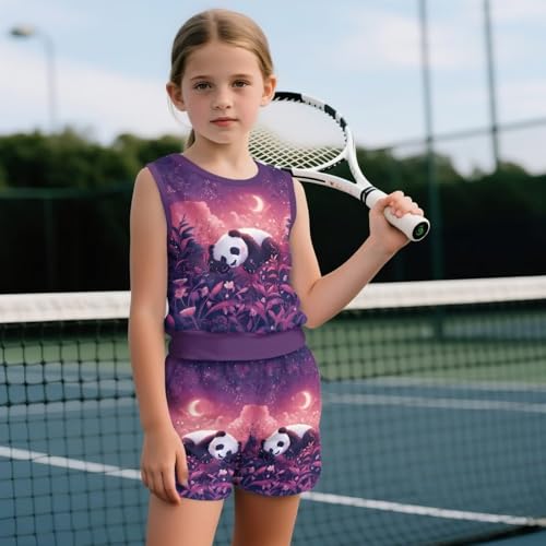 Girls 2-Piece Set Hawaiian Sleeveless Top and Shorts Lightweight Playdate Clothes for 5-14 Years Old3