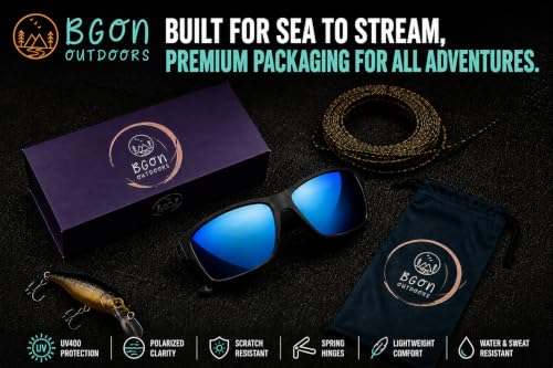 Image of Polarized Fishing Sunglasses for Men - UV400 Protection - Lake, River, Ocean - Lightweight TR90 Frame