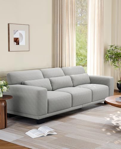 Image of Amada 89 inch Sofa, 3 Seater Couch Sofa for Living Room, Modern Sofa with Deep Seats & Wide Armrests, Comfy Couch with Removable Washable Covers & Linen Fabric, Easy Assembly