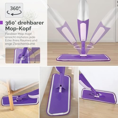 SEVENMAX Bodenwischer mit Sprühfunktion - Spray Floor Mop Sprühwischer für die Bodenreinigung mit...