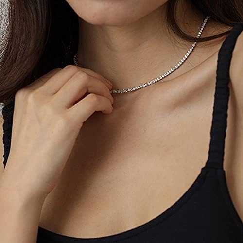 Cubic Zirconia Tennis Necklace Silver 