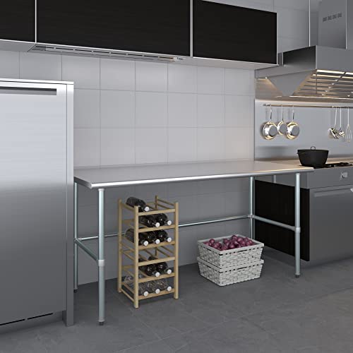 Image of 72″ x 18″ Open-Base Stainless Steel Work Table - NSF Certified Narrow Commercial Prep Table with Galvanized Legs for Kitchens, Labs & Food Trucks