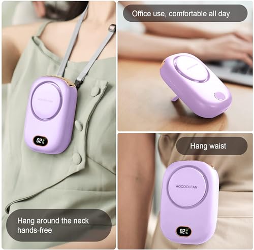Image of Portable Neck Fan, Mini Small Personal Handheld Fan USB Rechargeable 3 Speed for Girls Boys Woman Eyelash Travel Home Office Outdoor (purple)
