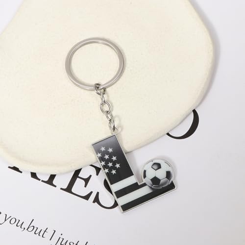 Bag Charms Initial A-Z Letter Keychain Bag Charm Soccer Keychain for Handbags Sports Bag