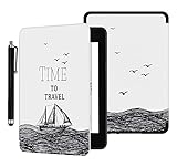 Matériau : fabriqué à partir de cuir synthétique durable avec un intérieur doux pour éviter les rayures, la coque avant et arrière protège votre liseuse Kindle contre les rayures, la saleté et la crasse, doublure antidérapante.