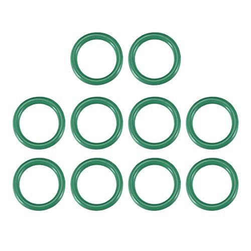 sourcing map Packung von 10 Fluorkautschuk O-Ringe, 16mm OD 12mm ID 2mm Breite FKM Dichtungsdichtung für Maschinensanitär Grün