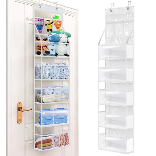 VERONLY Clear PVC Over The Door Hanging Organizer with Side Panels,Clear Hanging Pantry Storage with 3 Small Pockets,Sturdy & Large Door Organizer for Closet, Bedroom, Nursery, Bathroom and Sundries
