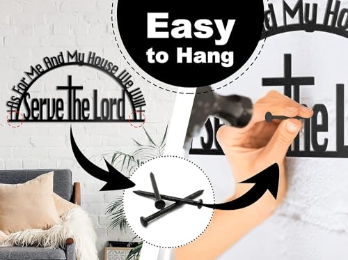 Image of BLIND SHOP As For Me and My House We Will Serve The Lord Wall Sign | Christian Metal Wall Art for Home Decor | Wall Sculpture Home Decoration | Metal Art | Metal Wall Art (45 x 43x 1.5 CM)