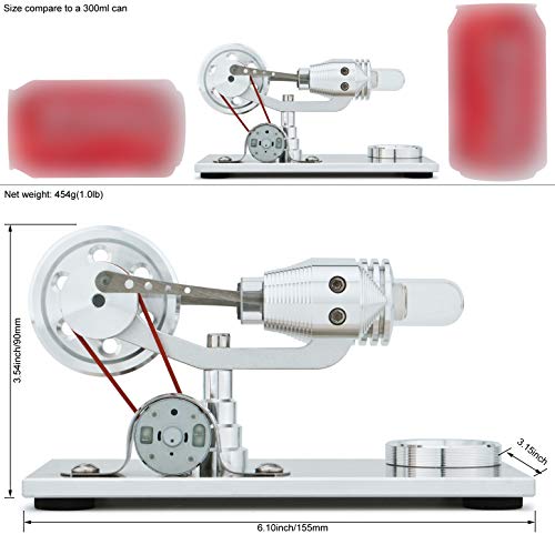 Djuiinostar Hot Air Stirling Engine, Solid Metal Construction, Electricity Generator (Light Up Colorful Led), My First Stirling Engine #TOP1