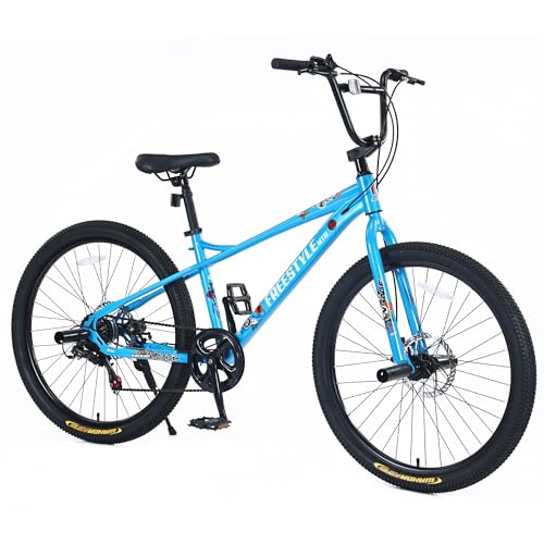 BALINGE 26 Inch Mountain Bike for Kids Ages 12+ Years Old,MTB 7 Speeds Bicycle,Dual Disc Brake Kids' Bicycles for Boys Girls,Multiple Colors (Blue Color, 26)