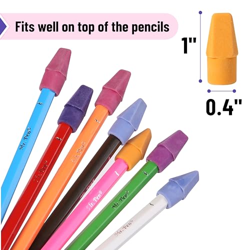 Image of Mr. Pen- Pencil Top Erasers, 120 Pack, 6 Different Twilight Pulse Colors, Latex-Free & No Smudge Pencil Eraser Tops