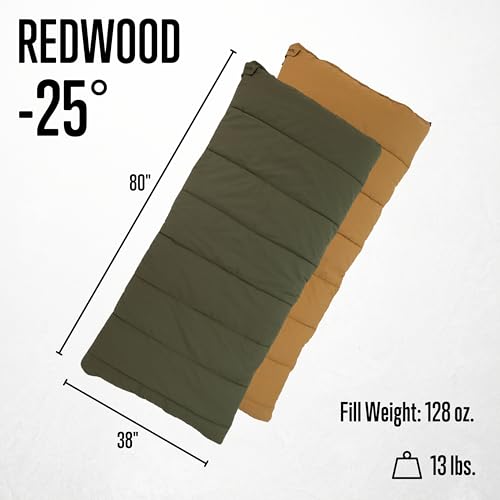 ALPS OutdoorZ Redwood -25° Sleeping Bag, Plaid Flannel Lined, Cotton Canvas/Extreme Cold Weather/Oversized/Extra Warm/TechLoft Insulation - Image 2