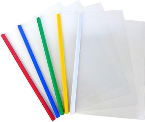 Cypress Lane Report Covers with Sliding Bar, Clipbar Presentation Slidebinder Files, Red/Blue/Green/White/Yellow (50 pcs, 20 Page Capacity, 5 Colors)