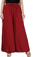 ATARAH Women Cotton Regular Fit Plus Size Palazzos (5XL, Maroon)
