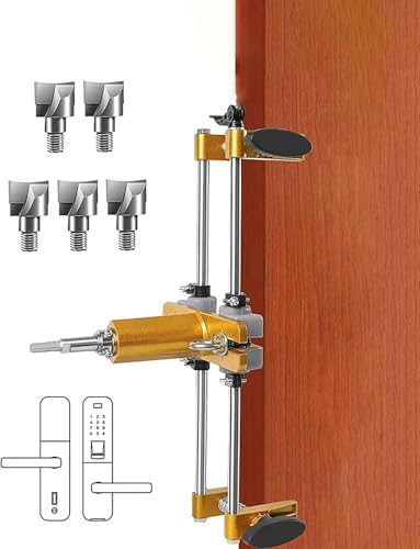 Wooden Door Lock Hole Opener Kit - Mortising Jig Tool with 5 Blades for Precise Lock Installation, Easy-to-Use Door Fitting Solution, Perfect for DIY and Professionals