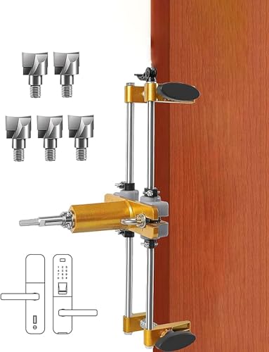 Wooden Door Lock Hole Opener Kit - Mortising Jig Tool with 5 Blades for Precision Door Fitting and Installation, Ideal for DIY and Professional Use