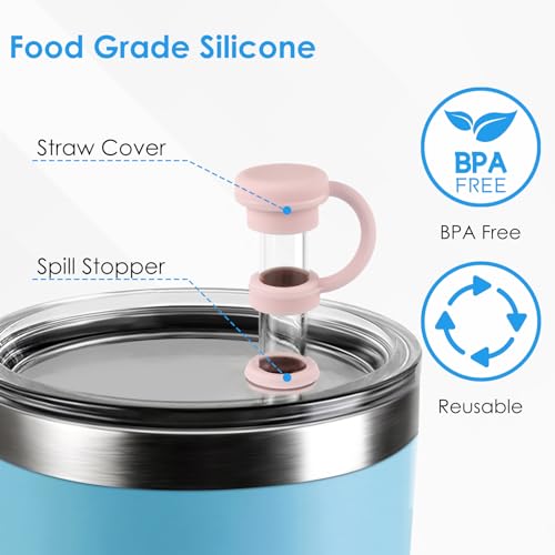 ERKOON Silicone Spill Stopper Set Compatible with YETI Straw Cup, Mug Tumbler Accessories, Silicone Straw Cover, Straw Protectors, Including 4 Straw Cover Topper Cap, 4 Leak Proof Stopper - Thumbnail 5