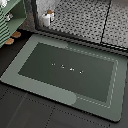 Schweek Super Absorbent Floor Mat, Napa Skin Quick-Dry Bath Mat Non-Slip Soft Super Absorbent Bathroom Carpets Kitchen Entrance Door Mats Home Floor Mat 19.7"x31.5", Square Green