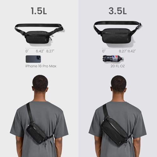 Image of tomtoc Sling Bag with RFID Blocking, X-Pac /Non X-Pac Minimalist Crossbody Chest Pack for Men and Women, Lightweight Water-Resistant Bag for Travel and Daily Commutes, X-pac Black, 3.5L, Lightweight