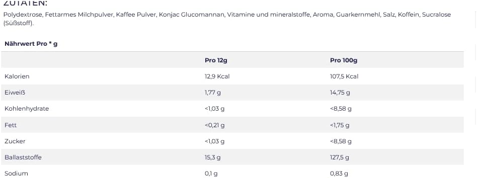 CleanFoods SlimCoffee Latte Macchiato 425 g, Arabica glucomannan koffie en 22 vitaminen en mineralen, slechts 13 calorieën per kopje koffie