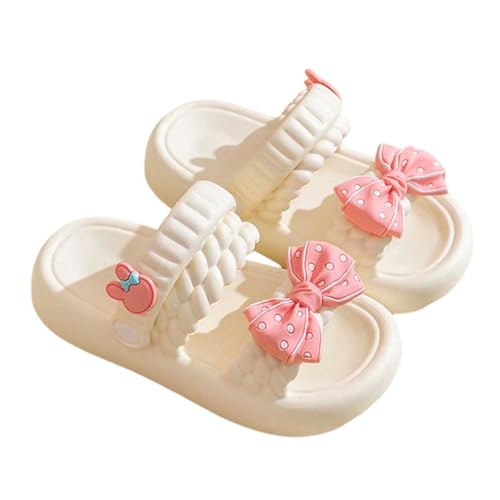 Toddler Slippers Fashionable Bow Platform Slide Sandals, Summer Indoor Home Style, Non-Slip Heightening EVA Shoes White 13