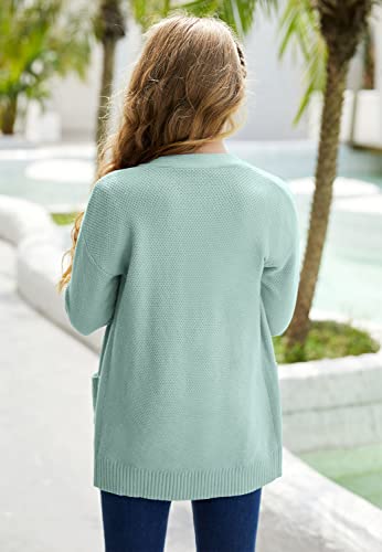 Image of Goranbon Girls' Cardigan Sweaters Open Front Long Sleeve Casual Sweater Coats with Pockets