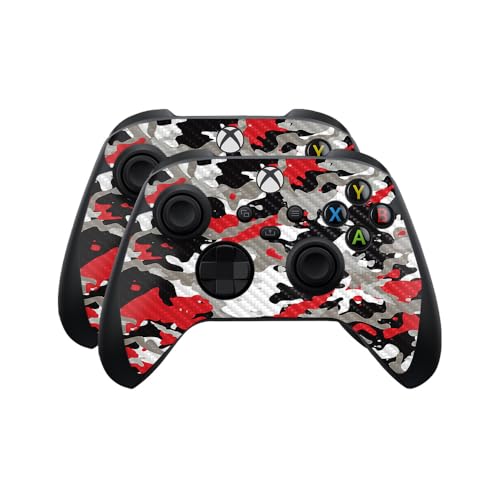 Carbon Fiber Skin Compatible with Microsoft Xbox Series X|S Controller (2 Pack) - Red Camo - Premium 3M Vinyl Protective Wrap Decal Cover - Easy to Apply | Crafted in The USA by MightySkins by Vision Signs & Graphics - Used condition - US$20.19