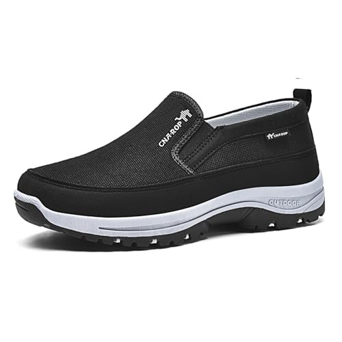 Men's Solid Color Slip-On Walking Shoes - Breathable, Durable & Comfortable for Outdoor & Daily Use