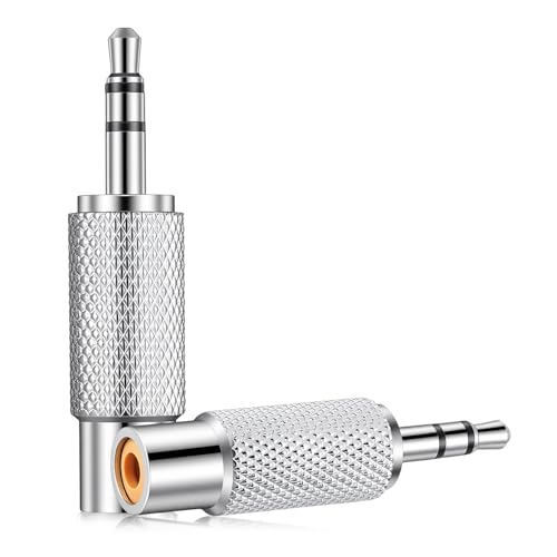 2 Packs adaptador RCA macho a estéreo 3.5 mm plateado miniatura 1