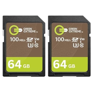 Green Extreme 64GB SDXC Memory Card, Class 10 U3, Up to 100MB/s Read Speed (2 Pack)