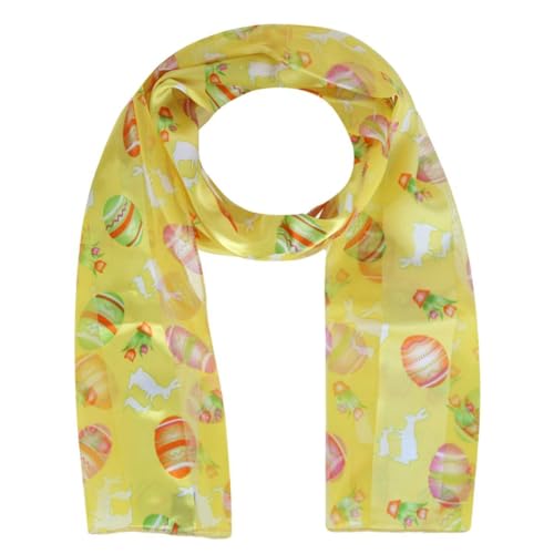 CTM Women's Easter Bunny and Egg Print Holiday Lightweight Scarf