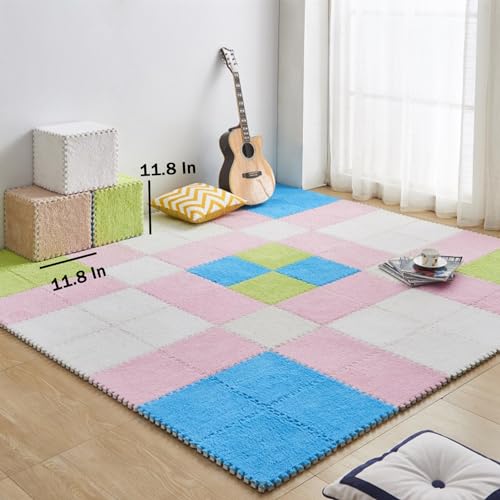 Tapete de espuma entrelazado de 24 piezas verde de 30x30 cm para decoración 4