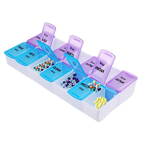ピルケース 薬ケース 薬入れ くすり整理ボックス 1週間分(1日2回) 透明 硬質 プラスチック 薬を飲み忘れ防止のように