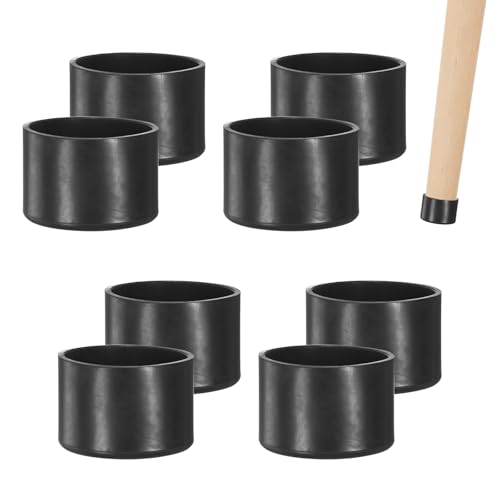 Image of M METERXITY 8-Pack Chair Leg Caps, 1-5 /8 Inch(42mm) PVC Chair Leg Floor Protectors for Folding Chairs /Metal Chairs /Furniture Table /Hardwood Floors, Round Non-Slip Cover End Tips [Black]