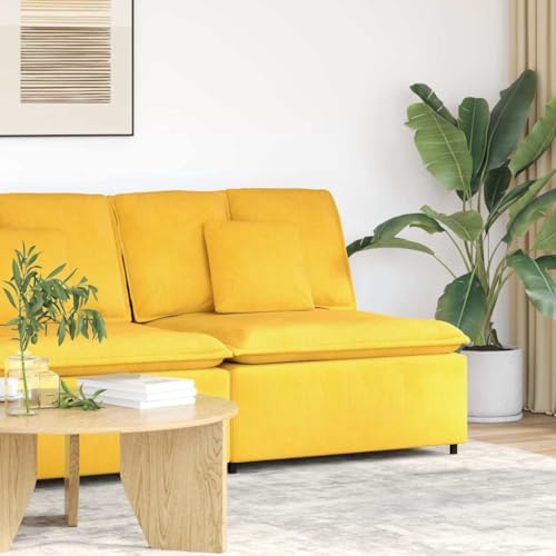 Sofá modular amarillo claro de 100 cm con módulo central cómodo para salón flexible 2