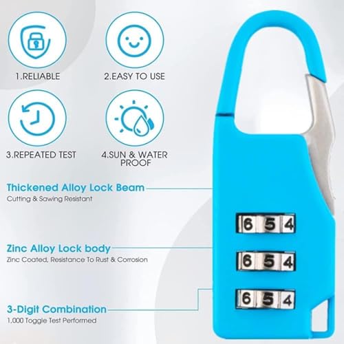 Image of Istara Combination Travel Number Lock | Portable Luggage Lock | 3 Digit Code Number Pad Lock | Sliding Combination Lock | Anti Theft Protection Tool for Luggage /Travel /Cars /Bicycles (Model-6)
