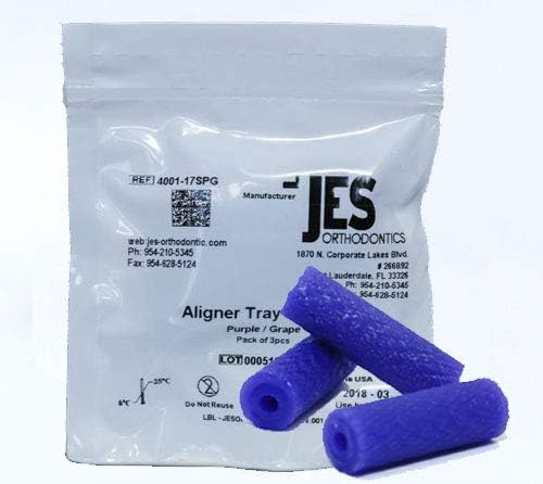 JES Orthodontics Purple Chewies for Aligner Trays, Grape Scented, 3 Chewies per Bag