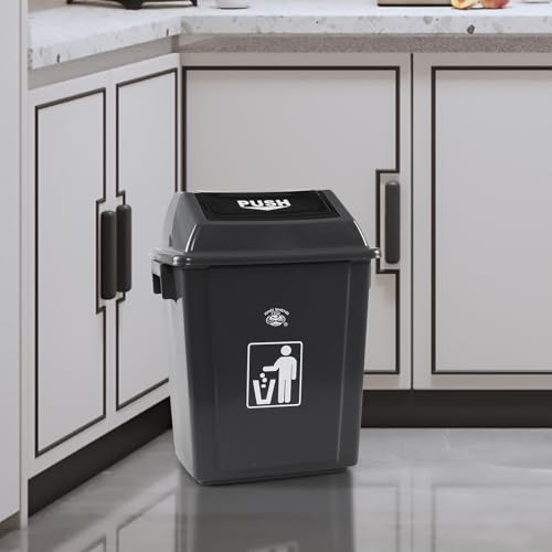 4 Canecas de basura plásticas con tapa basculante, 5 galones, gris miniatura 5