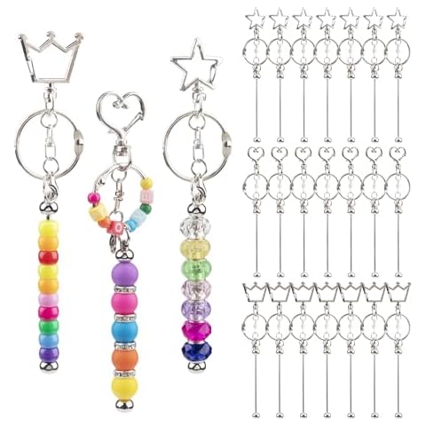 GAGILAND 21pcs Beadable Keychains Bars Blanks Metal Beaded Keychain Making Kit for Craft Keychain DIY Jewelry Making Gift Cover