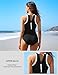 Charmo Womens One Piece Swimsuits Full Coverage Racerback Bathing Suit Wide Strap Modest Swimwear Black