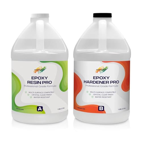 CoatCast Epoxy Resin Pro 2 Gallon Kit – Clear High-Gloss Finish for Coating Wood, Concrete, Stone & More | Strong, Durable, Self-Leveling | Perfect for Arts & Crafts, Table Tops & More!