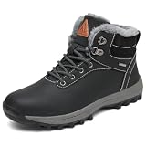 Mishansha Men's Waterproof Snow Boots, Winter Hiking Boots, Black Size 11