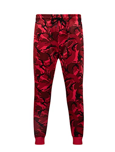 Pasok Men's Casual Tracksuit Set Long Sleeve Full-Zip Running Jogging Athletic Sweat Suits Style 2 Camo Red L #TOP5