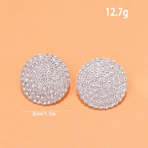 Large Round Rhinestone Stud Earrings Elegant Circle Simple Crystal Formal Jewelry For Women Evening Wear2