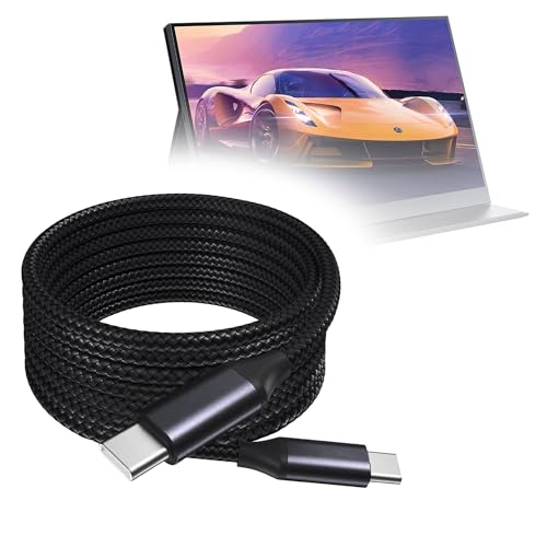 BoxWave Cable Compatible with UPERFECT UAlly K7 (17.3 in) - DirectSync PD Cable (10ft) - USB-C to USB-C (100W), Long Type C Braided Nylon Alloy Fast Charge - Jet Black