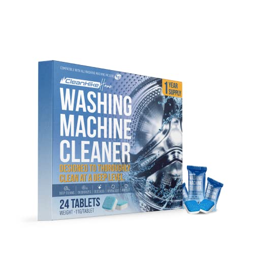 Washing Machine Cleaner Descaler Tablets - (24 Tablets, 1 Year Supply) Eco-Friendly Deep Cleaning Tablets For He Front & Top Loader Washer, Remove Ordor Grime Buildup Residue Eliminator #TOP5